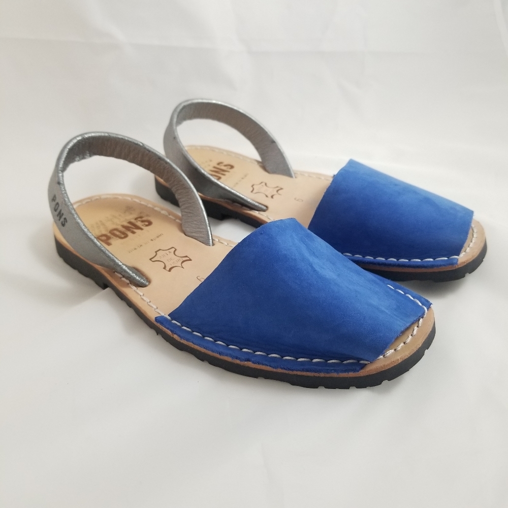 Pons Avarca Nubuck Leather Sandals Royal Blue 6